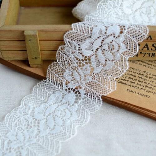 5M/lot 6.5cm wide Stretch beige white rose polyester material lace high quality clothing skirt baby dress lace SC817