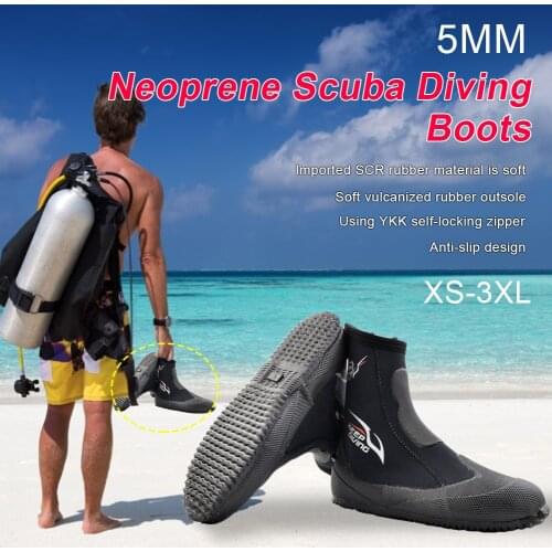 5mm Neoprene Scuba Diving Snorkeling Booties High Cut Zipper Wetsuit Boots Diving Boots Fishing Underwater Water Sports Shoes