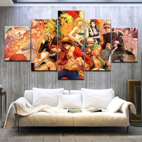 5 Panel/pieces HD Print One piece cartoon wall posters Painting on Canvas Painting For home living room decoration