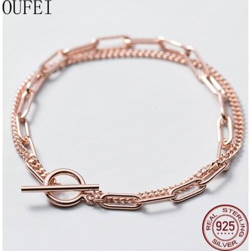 OUFEI 925 Sterling Silver Bracelet Rose Gold Noble Double-Layer Bracelet Luxury Accessories New 2021 Fine Jewelry