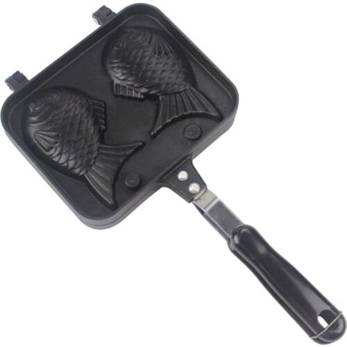 Taiyaki Double Fish Shaped Hot Dessert Waffle Cake Maker Pan Japanese Pancake Double Pan Fry Pan