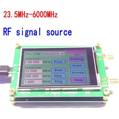 23.5MHz-6000MHz RF signal source MAX2870 PLL Signal generator frequency sweep touch screen LCD display PC software control
