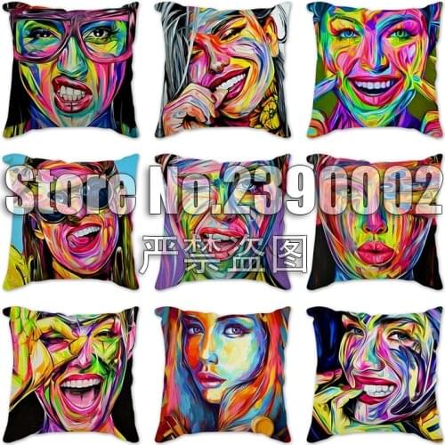 Oil painting flower peacock woman portrait Cushion Cover Decorative Sofa Pillow Cover Case Seat Car Home Decor Throw Pillowcase