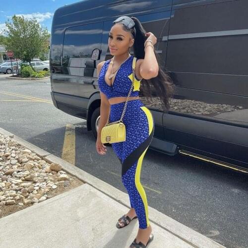 Two Piece Set Women Summer Clothing Print Sleeveless Sexy Tube Top+Pants Sets Nightclub Outfits Streetwear Wholesale Items