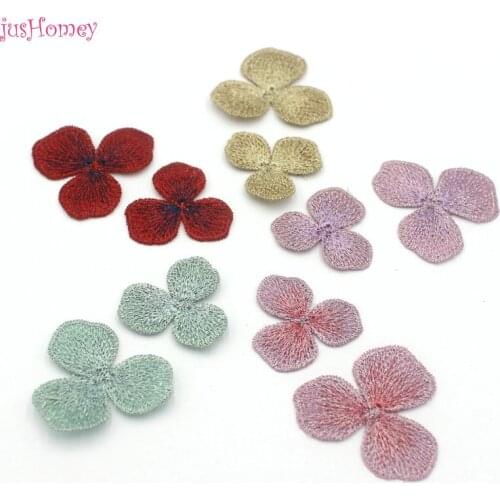 20PCS/lot Embroidery Lace Fabric Poppy Appliques Gradient Three petals flower for Hair accessories,Garment Embellishment