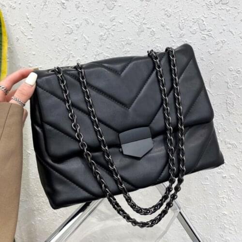 Fashion Chains Leather Shoulder Cross Body Bags Luxury Designer Handbags for Women 2021 Purses Crossbody Sac Bolso Grande Mujer