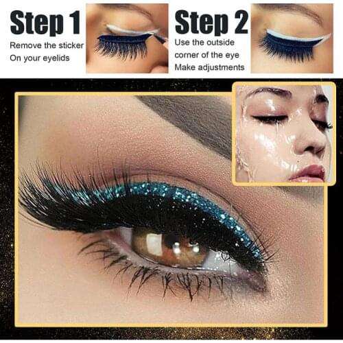 Big Discounts 4Pair/set Eyelash Stickers Waterproof Lasting Reusable Eyeliner Stickers Sexy Shiny Women Makeup Lashes Stickers