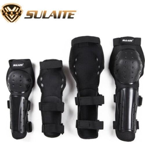 Sulaite 4pc Motorcycle knee elbow pads Motocross knee protectors Shin Guards protective Gears for skiing skating racing riding
