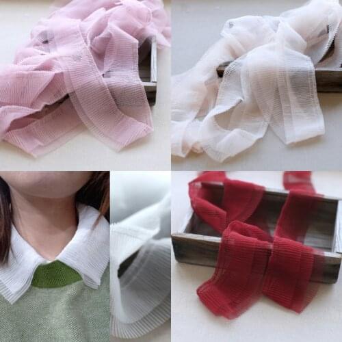 7cm Wide 4meter/lot Cheap Double Layer Ruffled Mesh Trim without Elastic Diy Accessory X1004
