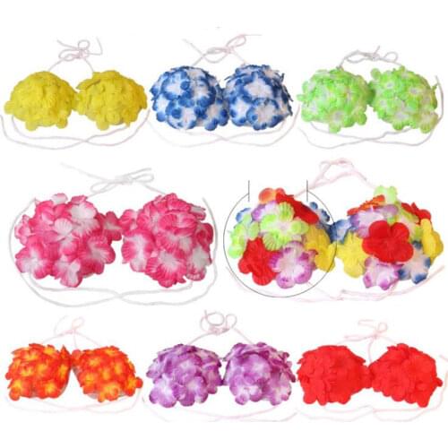 New Woman Hawaii Flower Lei Bra Hula Dance Performance Floral Vest Bra Kids Adults Dress Decor Party Favor