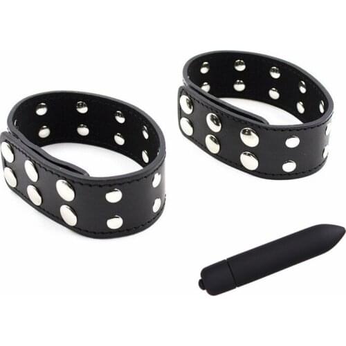 New set PU Leather hand cuff BDSM bondage restraint Exotic Accessories Tool Slave egg bullet vibrator sex toy for man woman