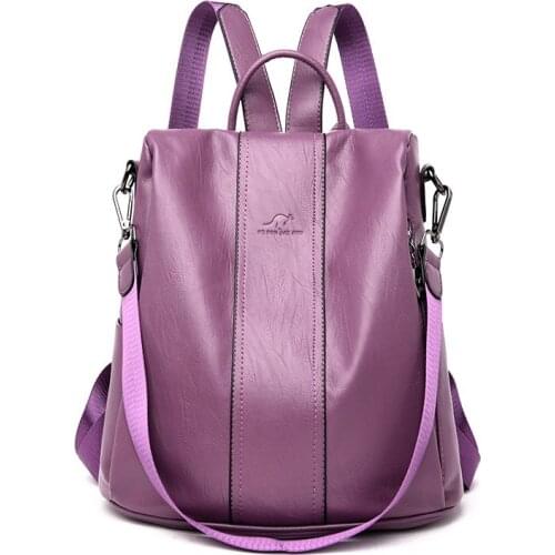 Female Shoulder Bag Multifunction Traveling Backpack Mochilas Women Pu Leather Backpacks Bags for Girls Waterproof Anti-Theft