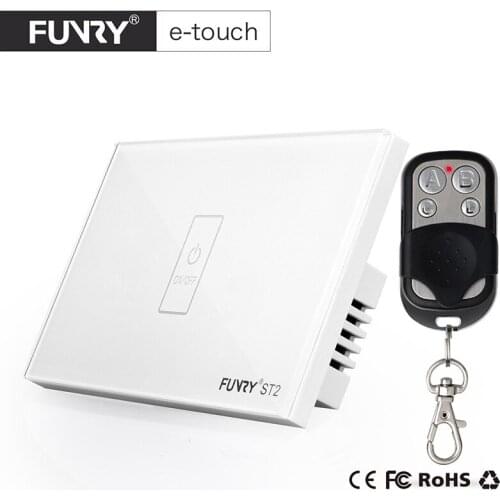 Funry ST2 1Gang US Standard Capacitive Touch Switch Remote Control luxury Glass Wall Switch Panel Light Switch 110-240V 433MHz