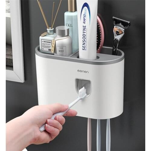 Wall Mount Bathroom Automatic Toothpaste Squeezer Toothbrush Rack Bathroom Storage Rack Bathroom Accessories