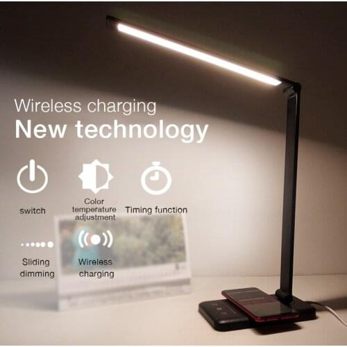 Usb Desk Lamp Eye Protection Wireless Charging Aluminum Alloy Folding Touch Dimming Led Student Reading Table Lamp Night Light