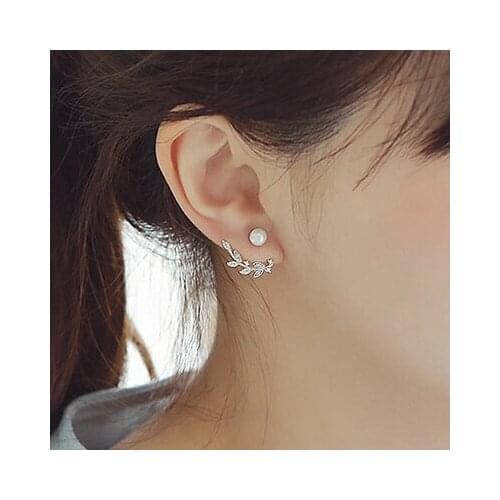 New 2016 Hot Sell Fashion Pearl Flower Design 925 Sterling Silver Stud Earrings for Women Girls Jewelry Christmas Gift Wholesale