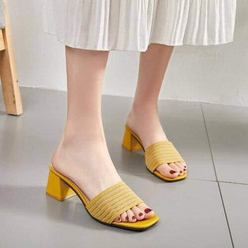 Slippers women 2021 new summer Korean flying fish mouth sandals and slippers ladies comfortable medium thick heel womens shoes