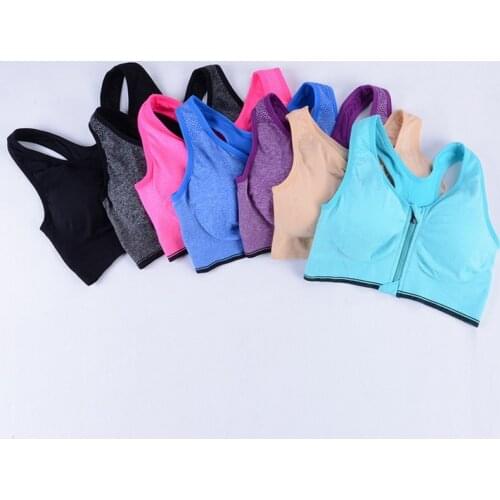 Women Zipper Push Up Sports Bras,Plus Size XL Padded Wirefree Breathable Sports Tops,Fitness Gym Yoga Sports Bra Top