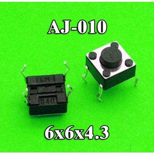 100Pcs 6 * 6 * 4.3 Pcb Panel Momentary Tactile Push Button Micro Switch 4 Pin Dip Light Touch 6x6x4.3mm Keys Keyboard