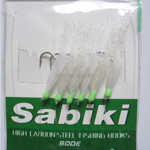 1200pcs/lot (200bags) fishing sabiki shrimp lures soft bait beach fishing Rigs Luminous Lures size 5 - 17, Green