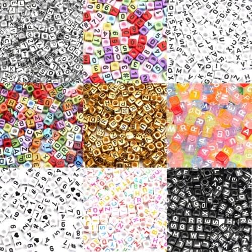 200Pcs Mixed Colors Acrylic Letter Beads Round Loose Spacer Beads for Jewelry Making For Needlework DIY Bracelet&Necklaces 6x6MM