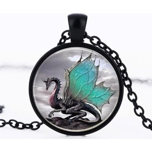 2018 classic popular dragon blue dome necklace handmade long art jewelry necklace charm fantasy jewelry