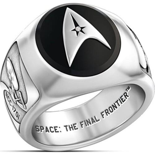 2020 Trendy Star Trek Sign NCC-1701Spaceship Rings For Women Men Fashion Silver Color Female Male Jewelry Statement Party Gifts