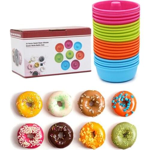 24pcs Silicone Doughnut Mould Handmade Bakeware Mold Set Non-Stick Candy 3D Mold Donut Baking Pan Pastry Baking Tools