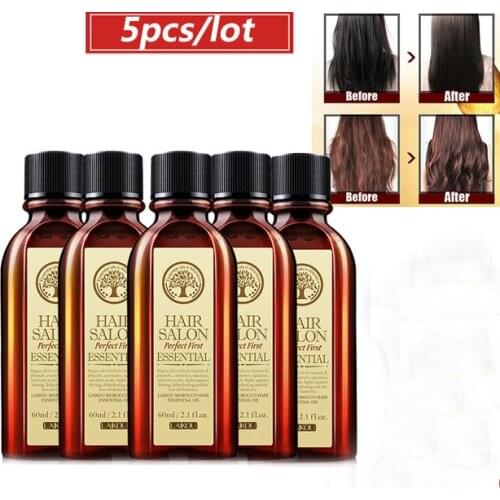 5pcs 60ML Hair Care Moroccan Pure Argan Oil Hair Essential Oil for Dry Hair Types Multi-functional Hair Care for Woman