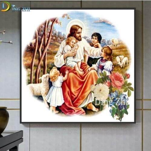 Diamond Painting Full Square Father Jesus Christ 5D Diamond Embroidery Boy And Girl Of Rhinestone Flower New Arrive Church Decor