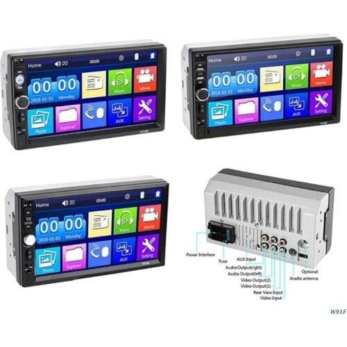 Car Multimedia Player Double Din Calling 7" LCD Touchscreen Monitor MP5 FM Radio Receiver Rear View Backup Camera W91F