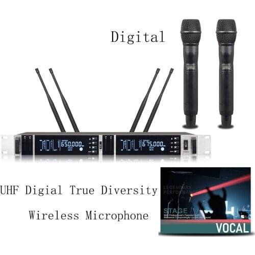 Betagear UHF Digital True Diversity Wireless Microphone Dual Channel Processional Stage Performance Mic 650-695MHz
