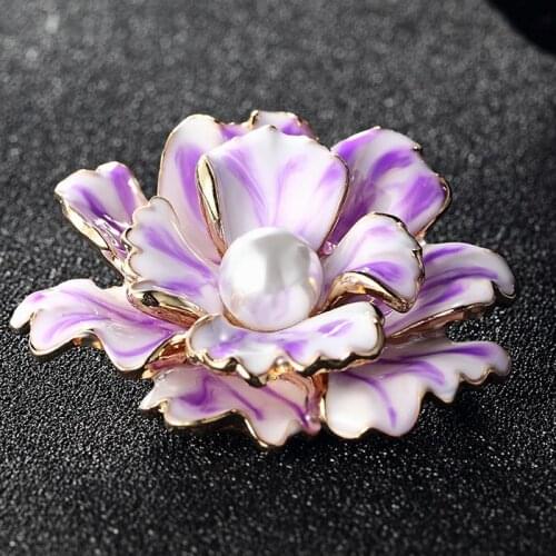 Blucome Enamel Flower Wedding Brooches Bouquet Womens Bridal Jewelry Collares Broaches Hijab Pins bags Accessories Pin Brooch