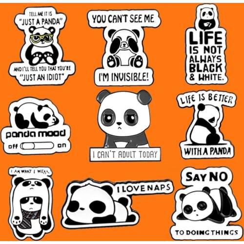 Cute Panda Enamel Pins Funny Kids Gift Animal Metal Cartoon Brooch Backpack Collar Lapel Badges Men Women Fashion Jewelry