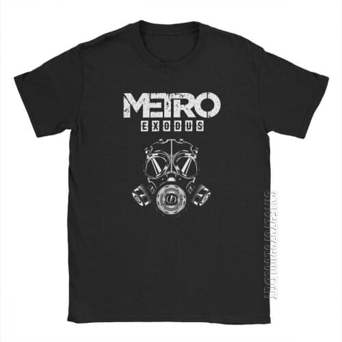 Men T Shirt Metro Exodus T-Shirt Gas Mask Toxic Games Gaming Artyom Haunter Short Sleeves Basic Tees O-Neck Clothing Pure Cotton