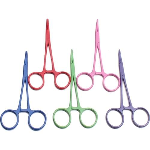 5.0" Hemostatic Forceps Stainless Curved Tip Forceps Pliers Pets Hemostatic Tool Durable Hemostasis Aid Precision Tweezers C6201