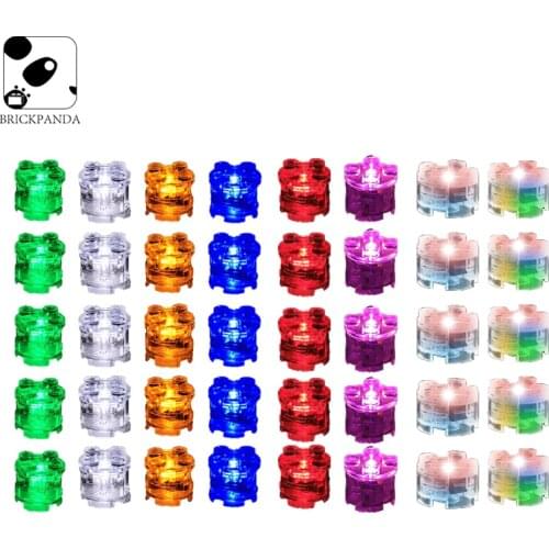 City LED Luminous Building Block minifigs Parts 2X2 Round Bricks DIY Decorative Ornament Pink and White Children Puzzle Toys