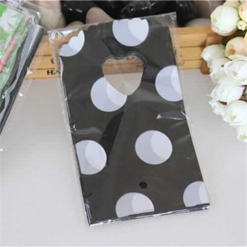 Hot Sale New Style Wholesale 50pcs/lot Black Small Gift Bags With Circle Plastic Packaging Bags