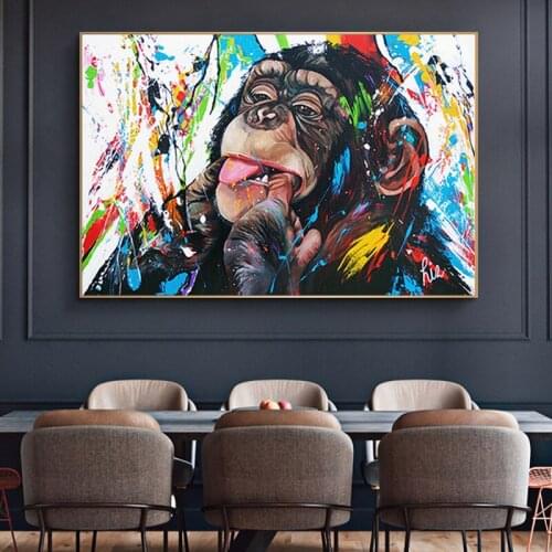 Graffiti Cute Monkey Canvas Painting Colorful Printed Poster and Prints Painting Wall Pictures For Living Room Home Decorations