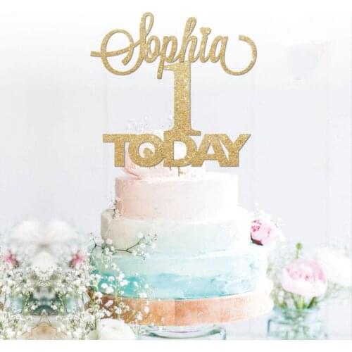 Custom Sophia 1 TODAY, birthday Gold glitter cake topper personalised, 1,2,3,4,5,6,7,8 glitter ,any name, any colour,any age
