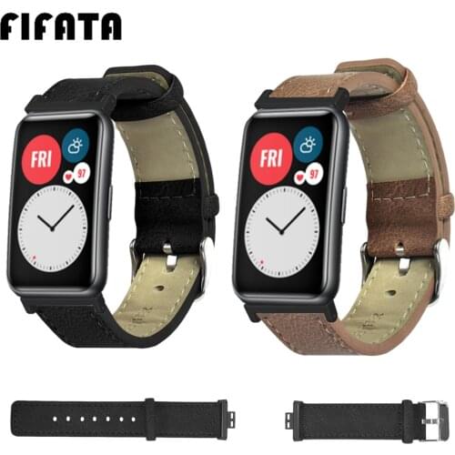 FIFATA Leather Strap For Huawei Watch Fit Watchband Wrist Strap For Huawei Fit Bracelet Correa Replacement Wristband Accessories