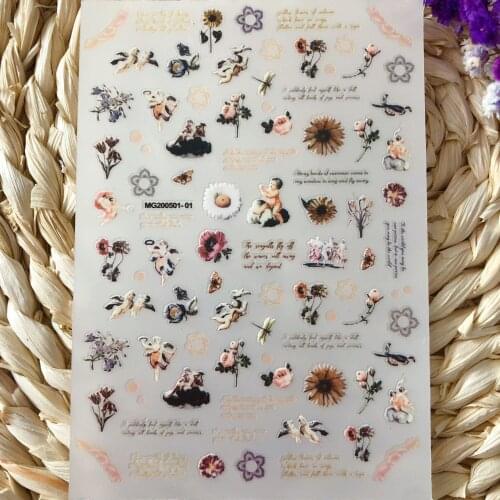 High Quality DIY New Japanese Style Angels Nail Stickers Light Traceless Nail Decals Hot Selling Nail Decoration Women Girl Gift