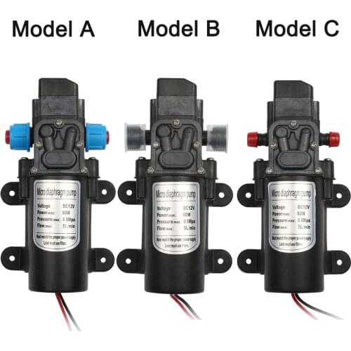 DC 12V 60W Micro Electric Diaphragm Water Pump Automatic Switch 5L/min High Pressure Car Washing Spray Water Pump 0.8Mpa 5L/min