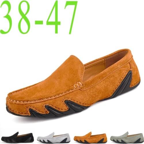 2021 Men Loafers Soft Moccasins High Quality Spring Autumn Genuine Leather Shoes Men Warm Flats casual Driving Shoes size 38-47