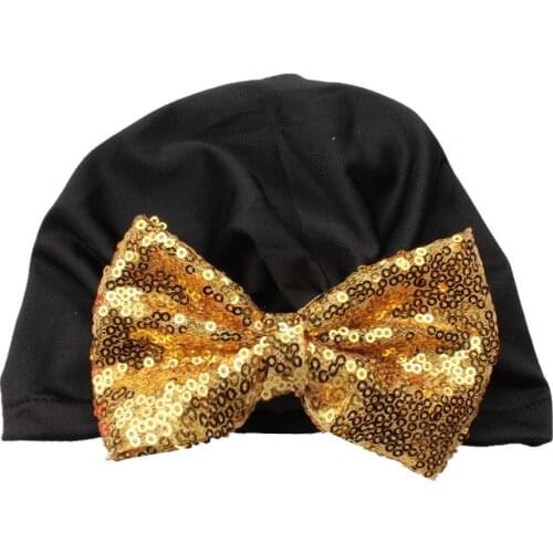 2018 New Baby Hospital Hat Knitting Sequin Bowknot Hat Bows Cap Bohemia India turban Hats Beanies Photography Props photo Gorro