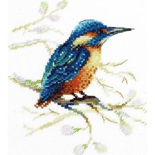 2021 New Arrival Embroidery Kingfisher Counted Cross Stitch Kits Animals with 100% Cotton Floss & Free Shipping for Wall Decor
