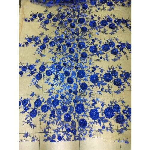 New Arrival Wedding Dress KC-52903 with Sequins Flowers Best Quality African French Net Lace Fabric