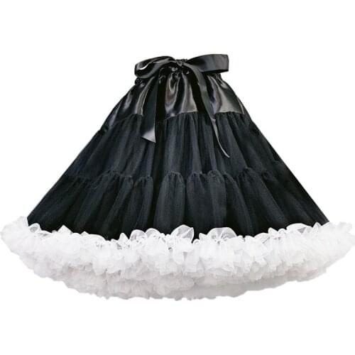 New Year Fluffy Teenage Girl Adult Women Pettiskirt Tutu Women Tutu Party Dance Adult Skirt Performance Skirt with Bow