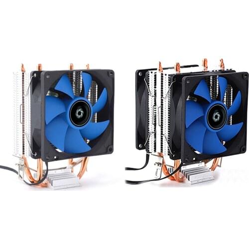Heatsink Base Thermal Pads 2 Heat Pipe CPU Cooler Quiet Radiator PC Cooling Fan for Intel LGA 775/1155 X58 X79