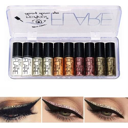 Multicolor Charm Pearly Shine Liquid Eyeliner Diamond Metallic Shiny Smoky Eyes Eyeshadow Set Waterproof